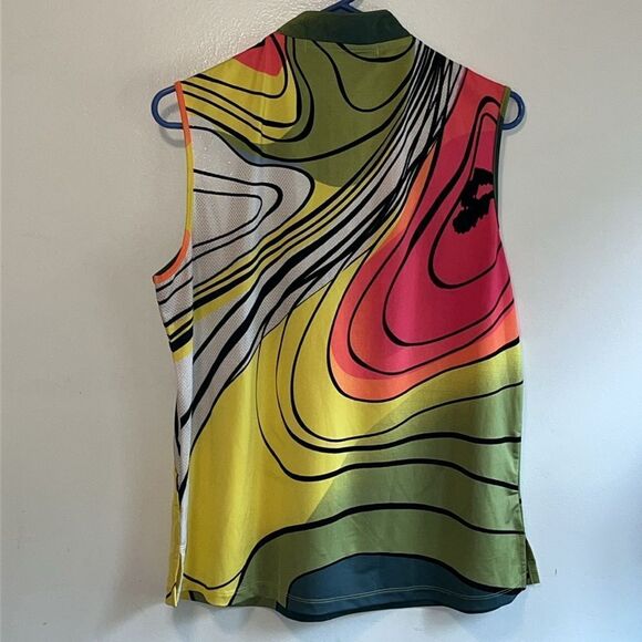 EXCELLENT CONDITION WOMEN’S LARGE JAMIE SADOCK 1/4 ZIP POLYESTER ABSTRACT TOP - Picture 4 of 7